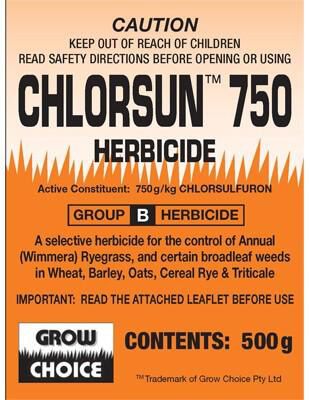 A Label for A Herbicide Called Chlorsun 750 — Hazells Farm & Fertilizer Services in Taminda, NSW