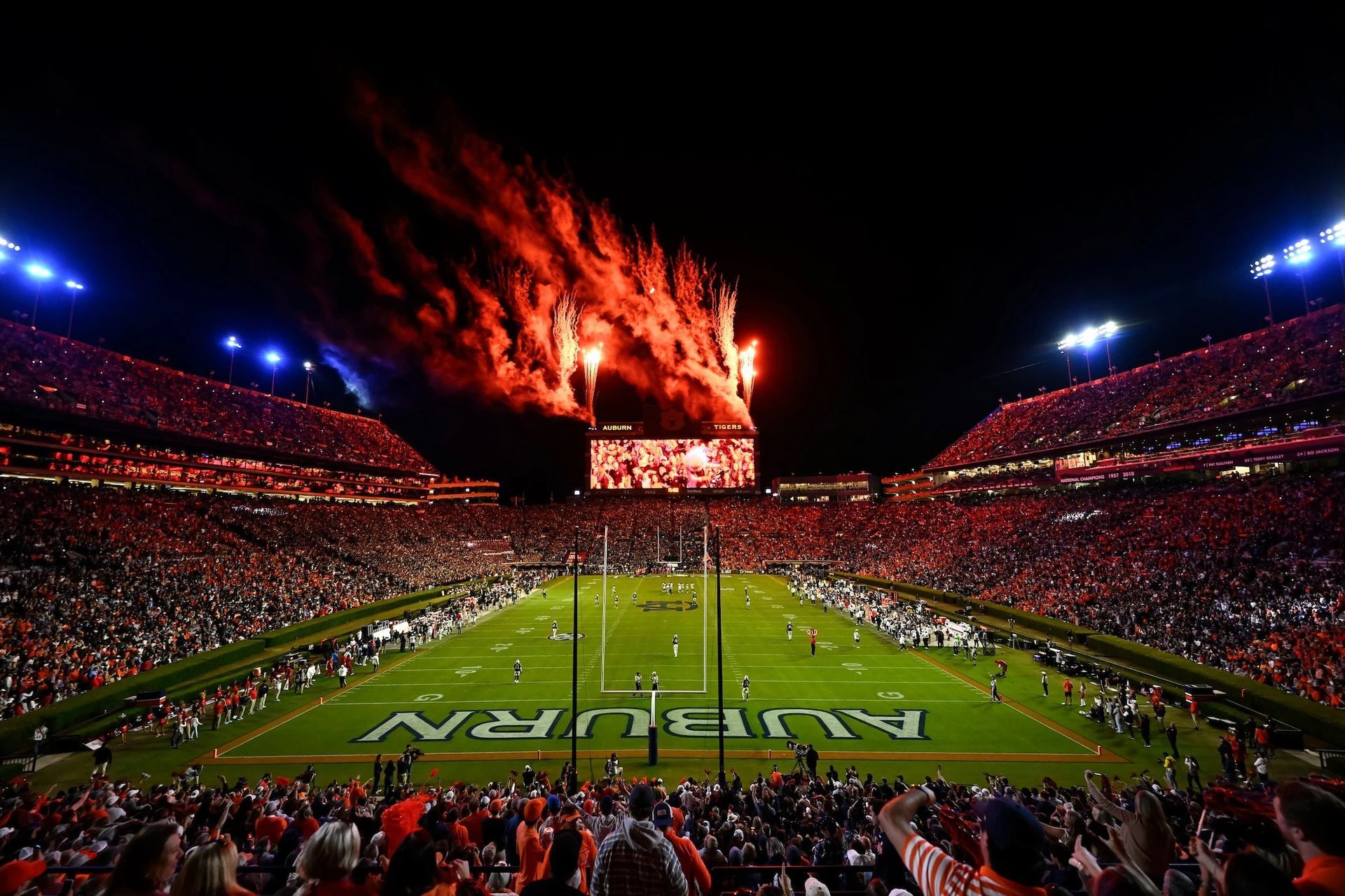 A football field with the word auburn on it