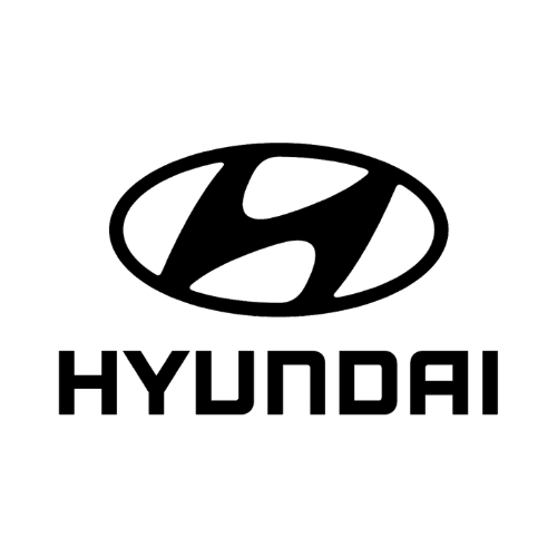 The hyundai logo is black and white on a white background.