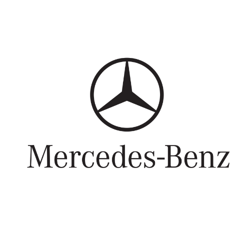 The mercedes benz logo is a black and white logo with a star in a circle.