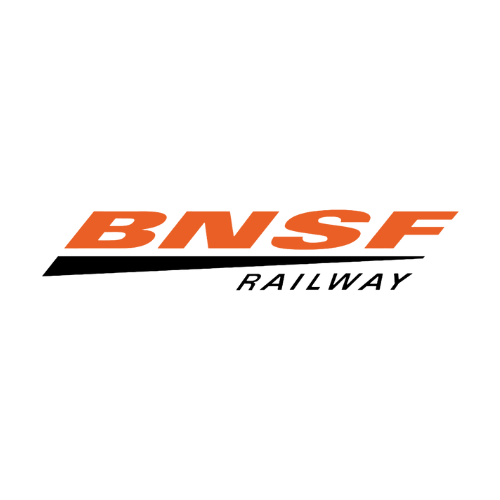 The bnsf railway logo is orange and black on a white background