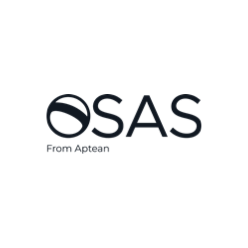 A black and white logo for osas from aptean