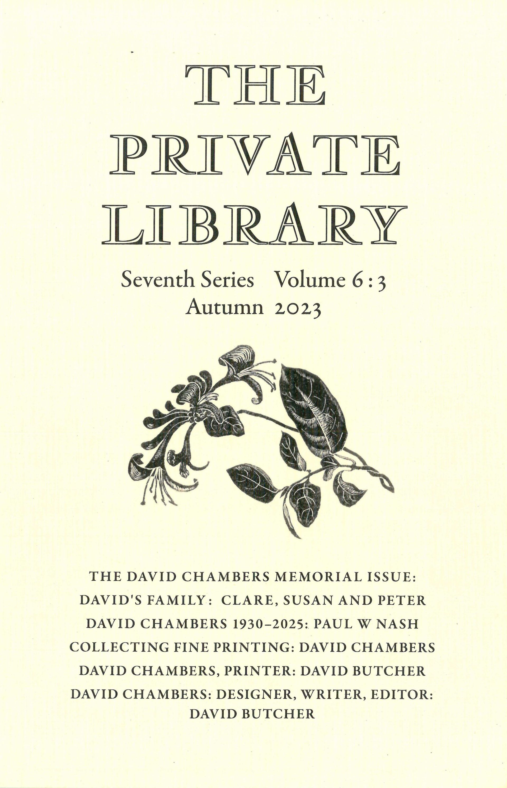 Private Library Seventh Series Volume 1:1 Spring 2018
