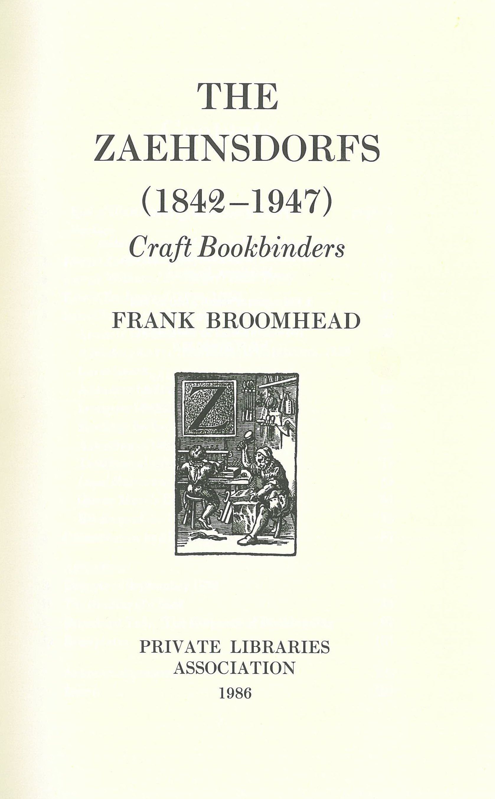 The cover of a book titled the zaehnsdorfs by frank broomhead