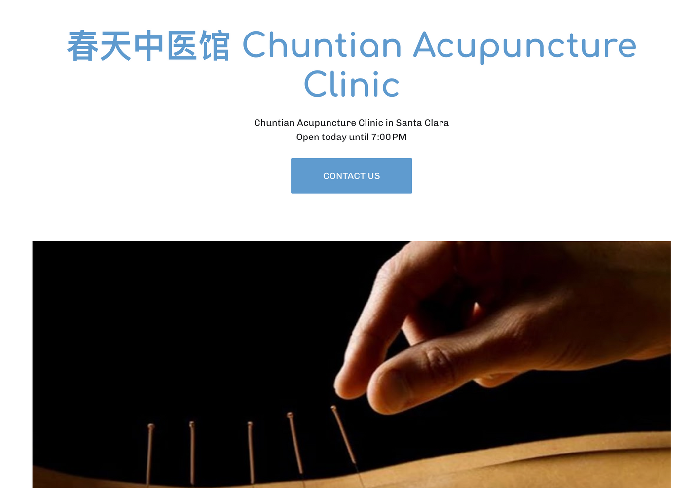 a website for chuntian acupuncture clinic open today until 7:30 pm