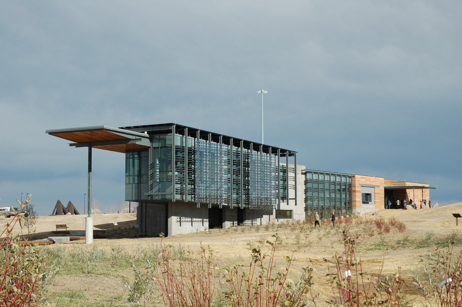 modern, cantilevered side of Southeast Wyoming Welcome Center