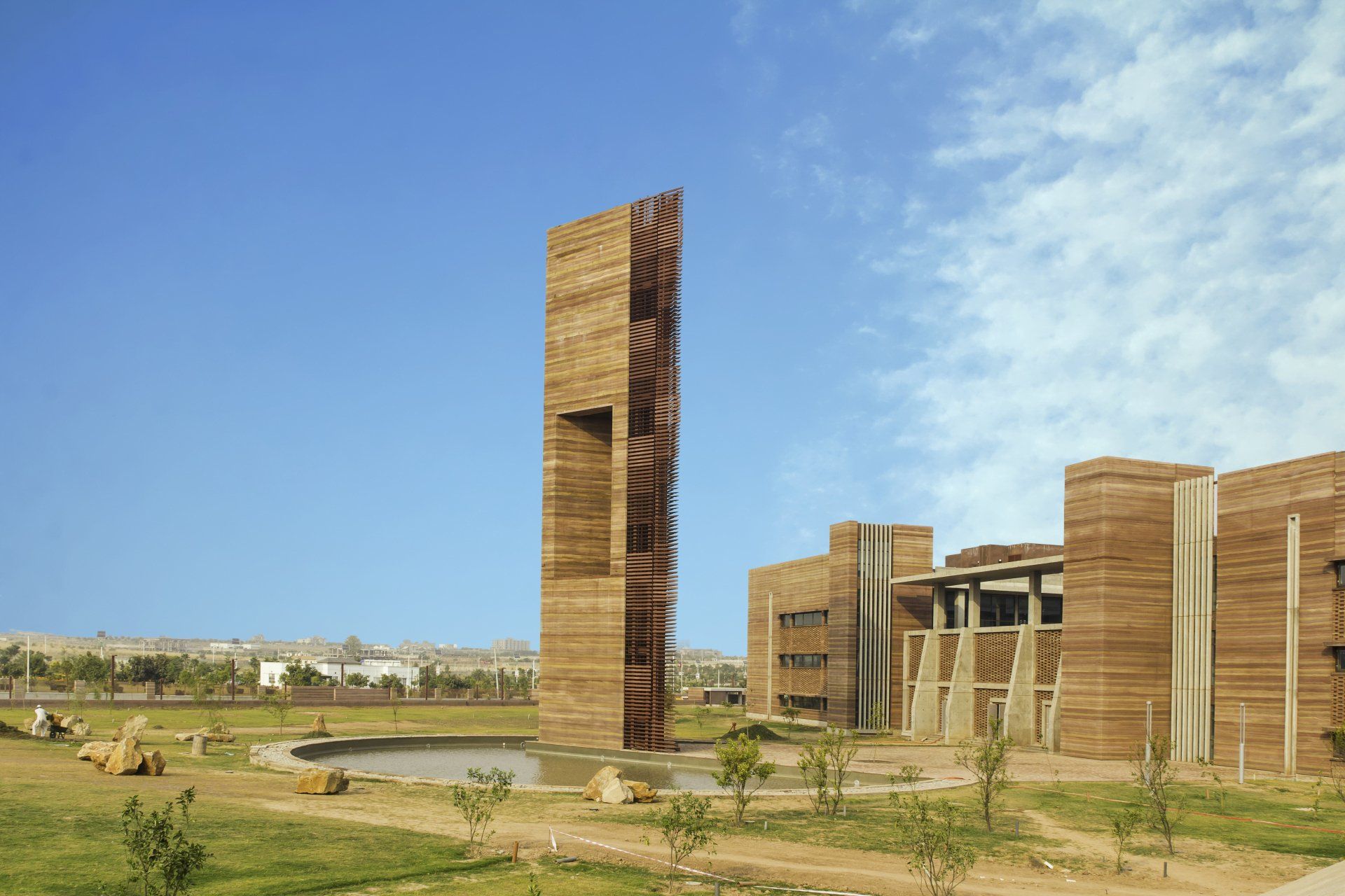 largest rammed earth tower in the world next to commercial Telenor Head office building