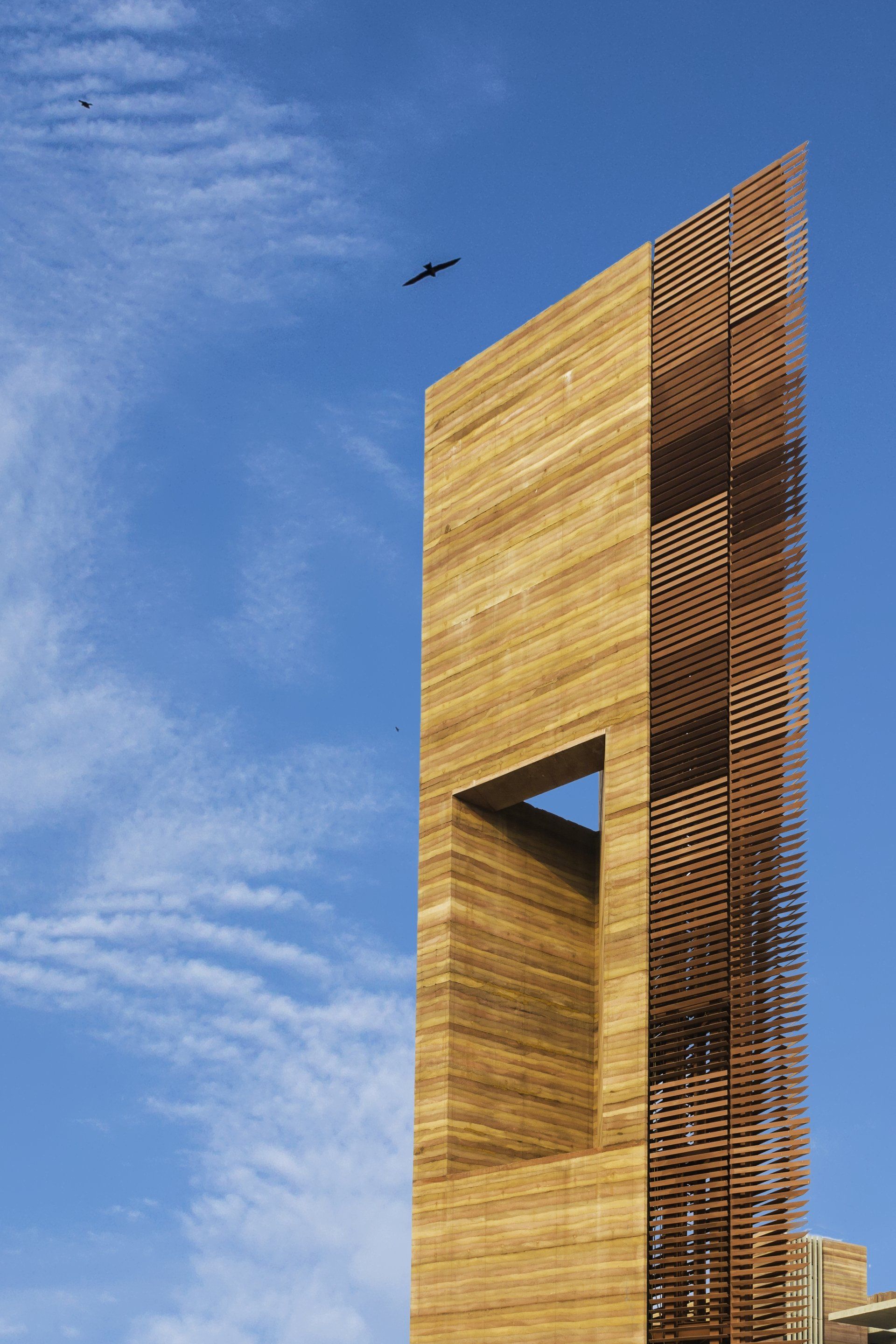 Telenor Head Office top of communications rammed earth tower