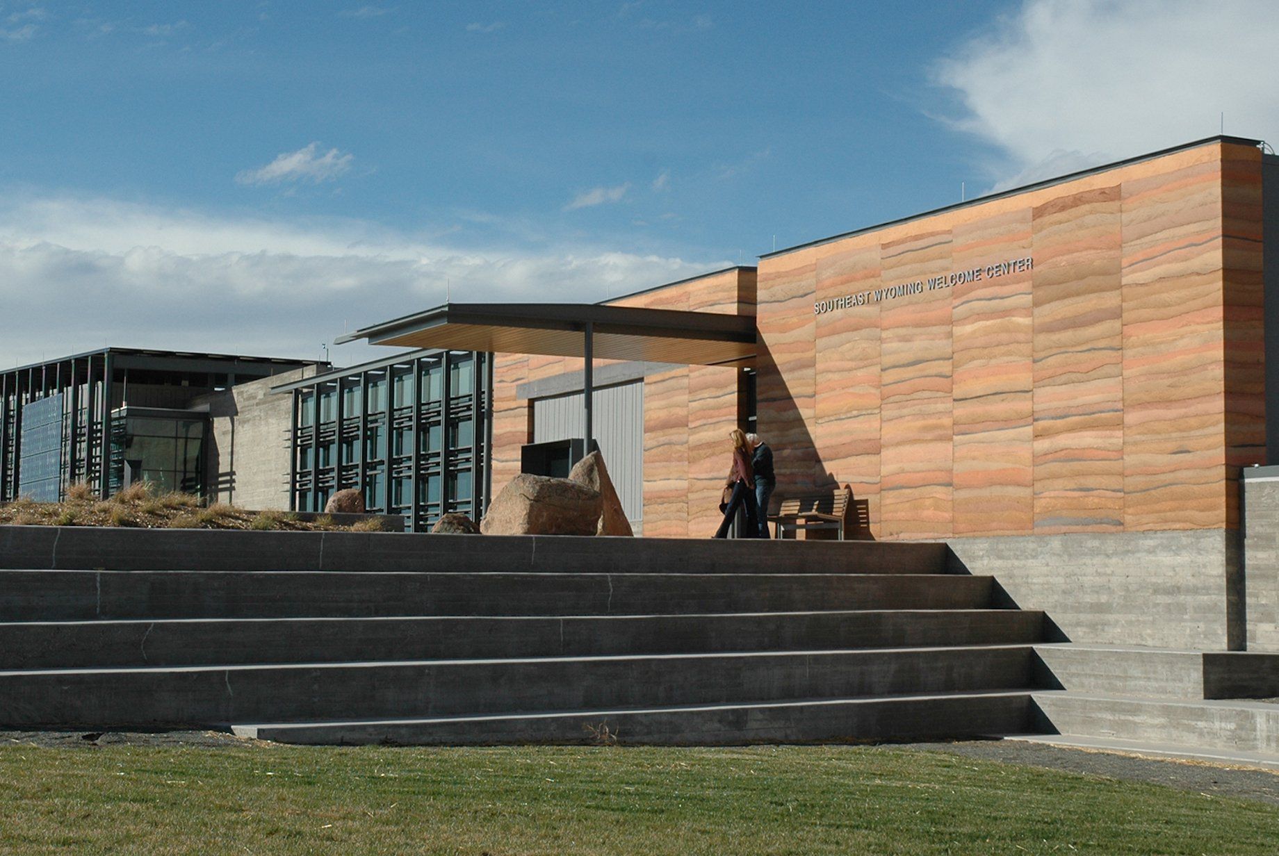 Southeastern Wyoming Visitor Center exterior entrance with stairway in the foreground