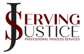 A logo for serving justice professional process services