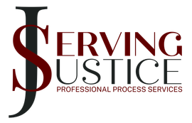 A logo for serving justice professional process services