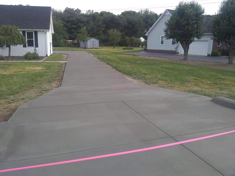 freshly laid concrete for driveway