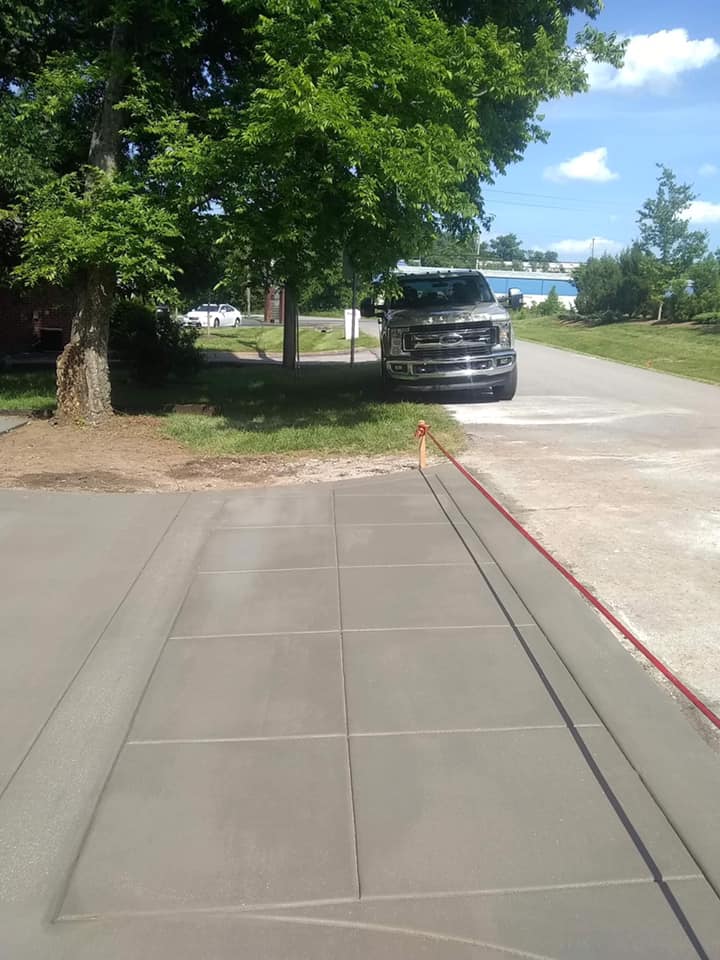 square design concrete driveway