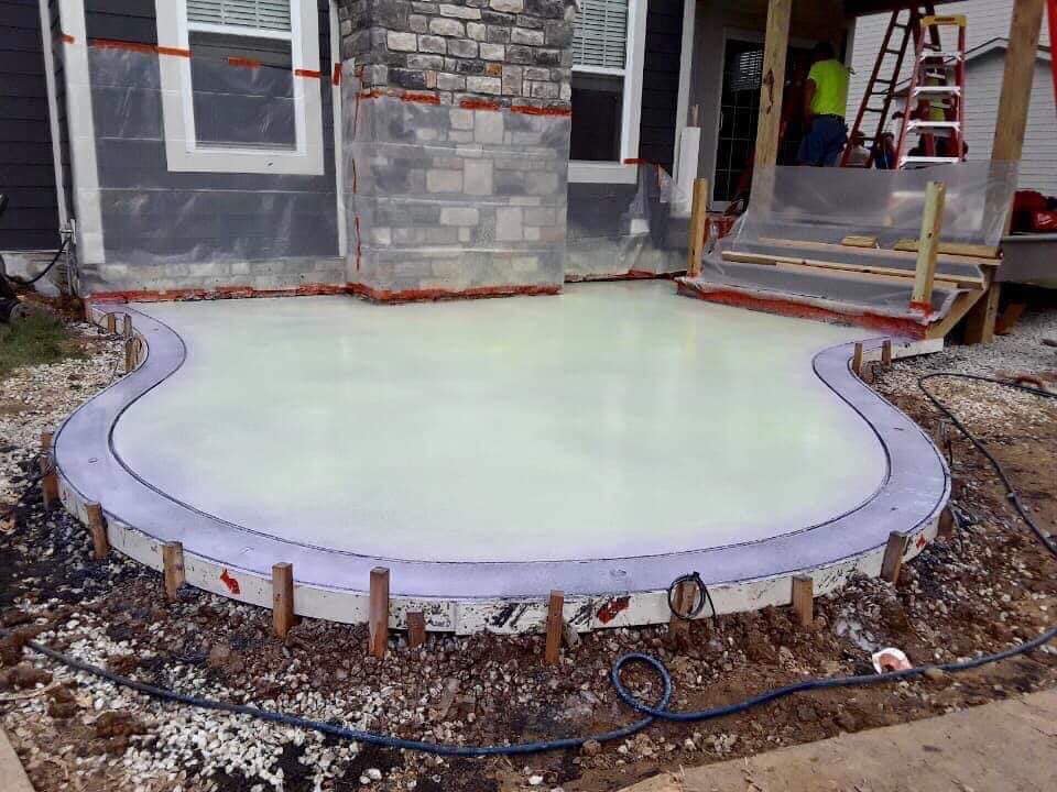 site prep for designer concrete porch
