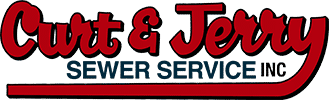 Logo for Curt & Jerry Sewer Service Inc in red and blue.