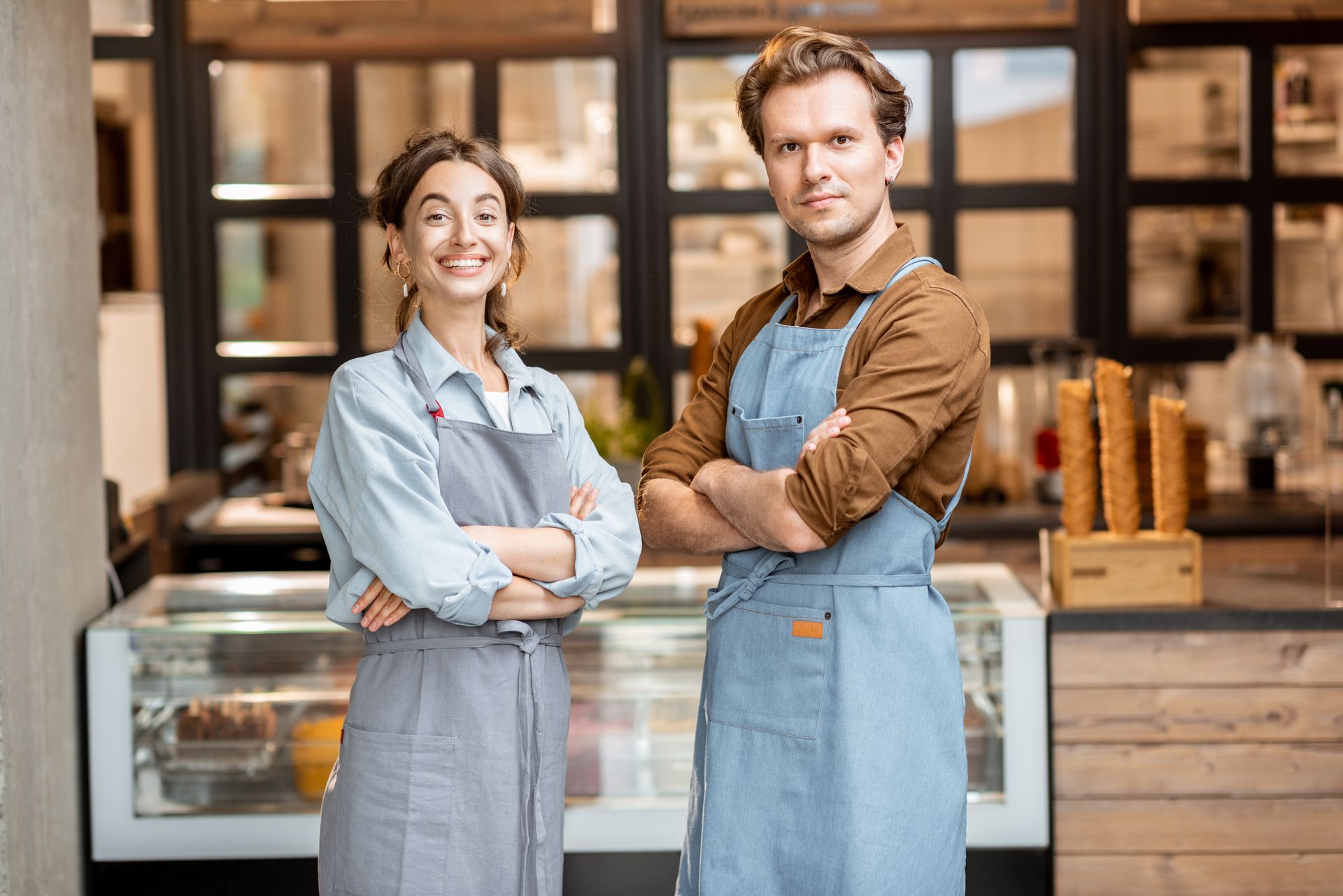 The business owner and her employee stand with their arms crossed over their chests, they're ready to get to work with hsa vs fsa, hsa vs fsa for employers