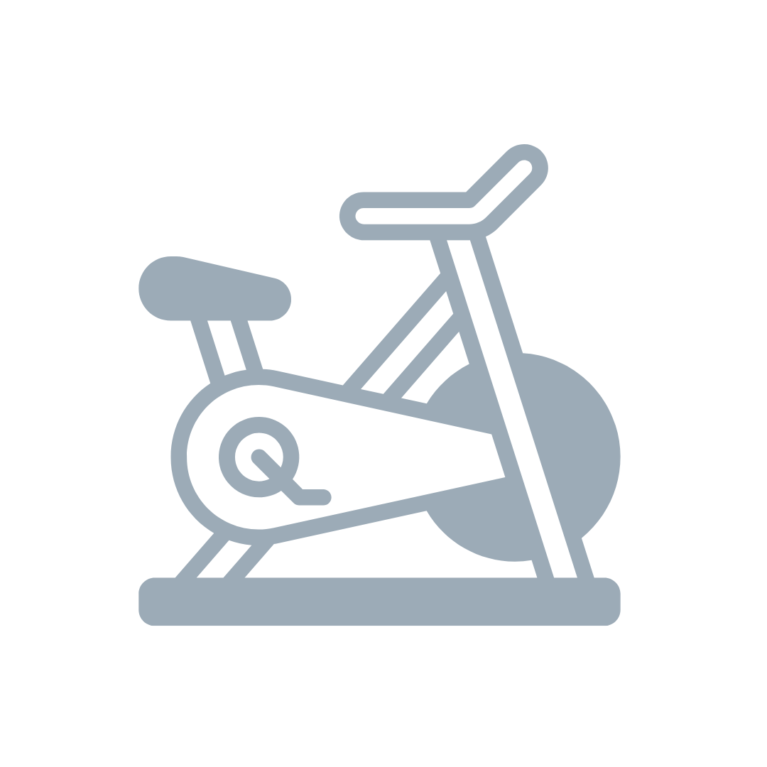 an icon of an exercise bike on a white background .