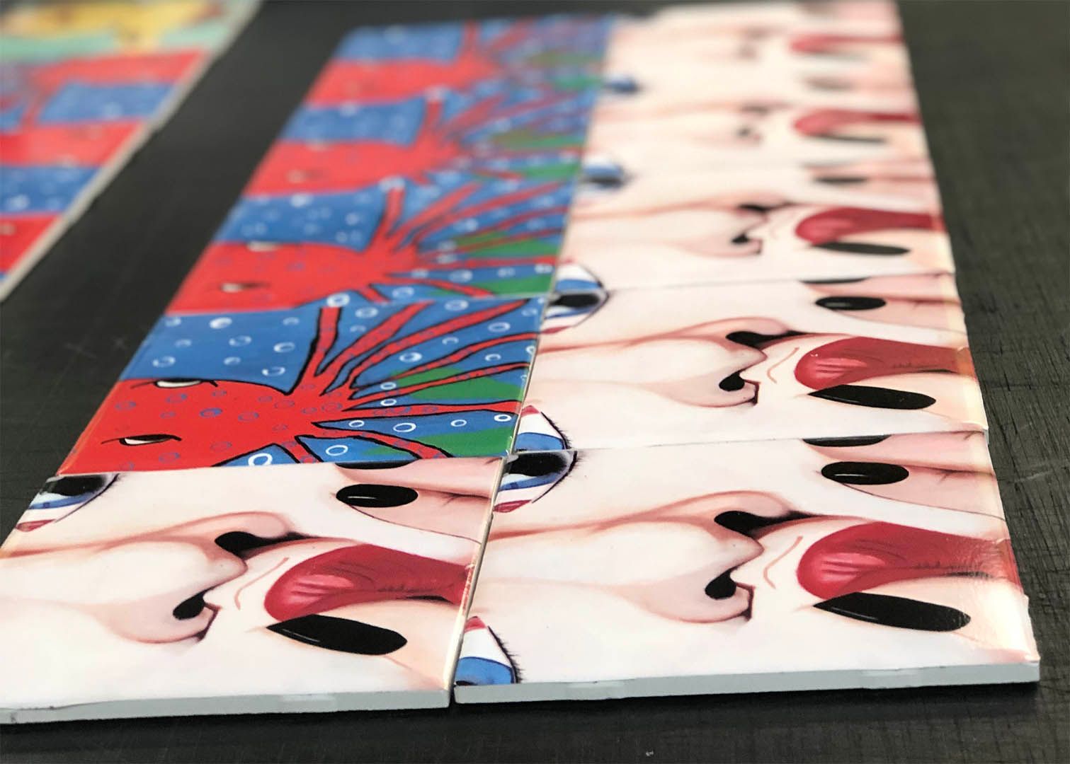 A close up of a piece of paper with a woman 's face on it