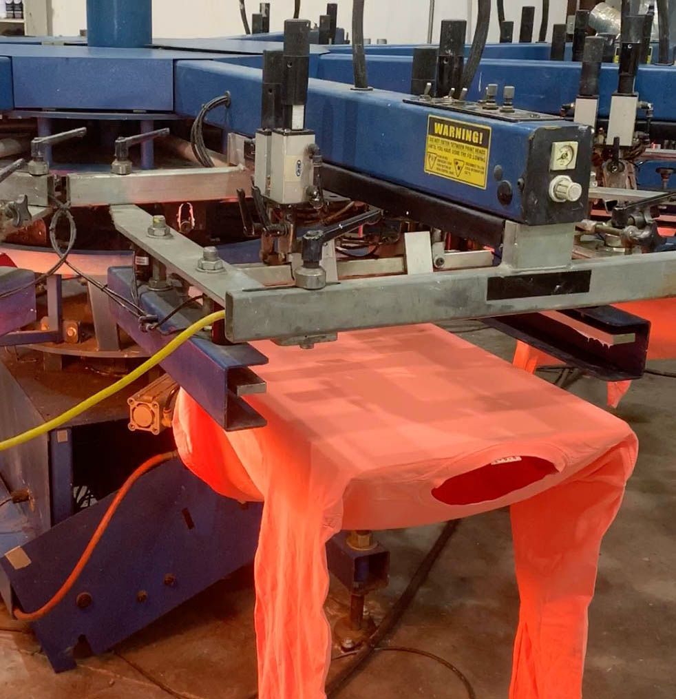 A machine that has a yellow warning label on it