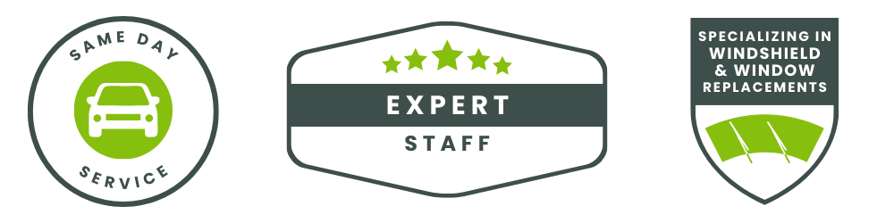 car window repair badges emphasizing on expert auto glass service in Roswell GA