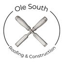 Ole South Roofing & Construction logo: crossed chisels within a circle.