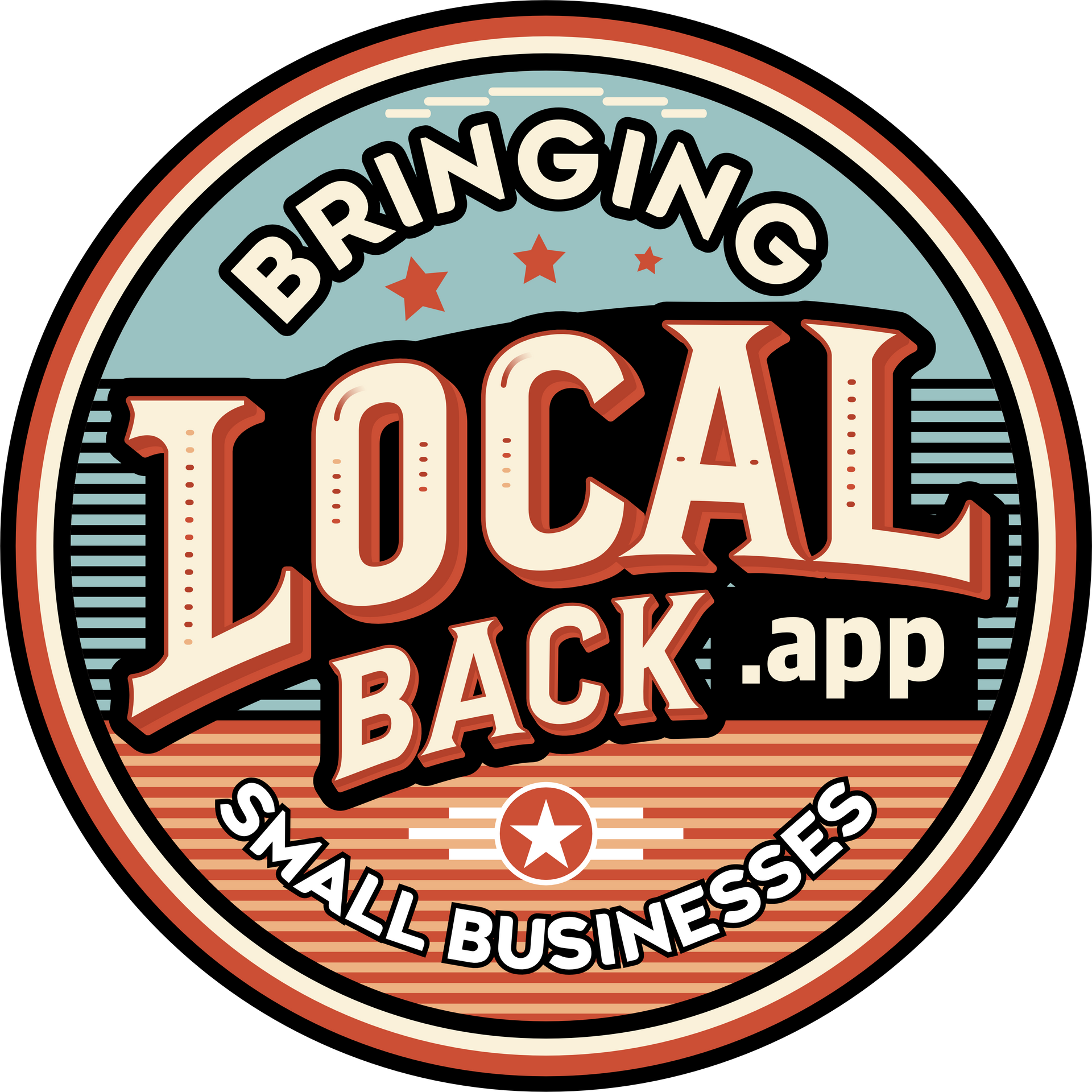 A logo for a company called bringing local back app