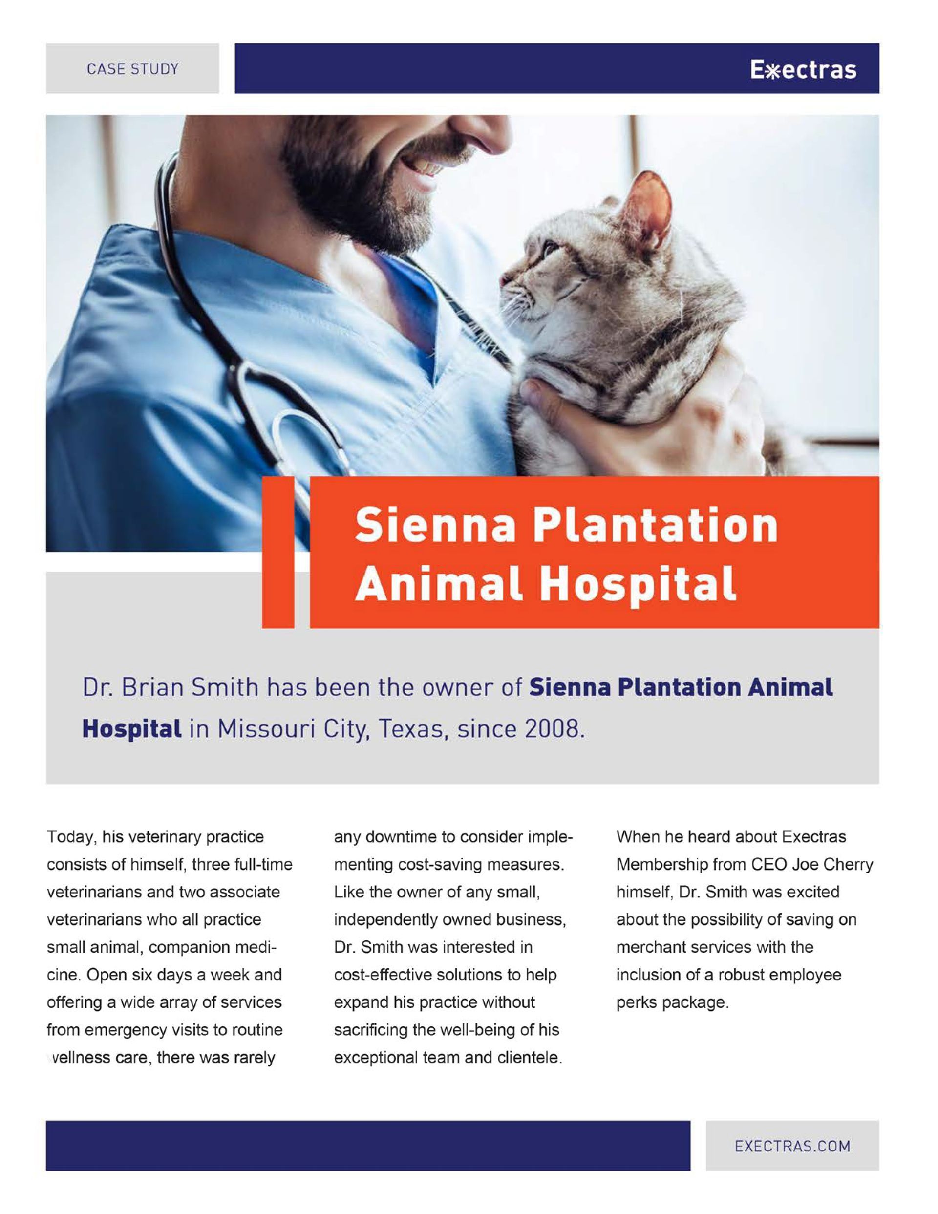 A man is holding a cat at sienna plantation animal hospital
