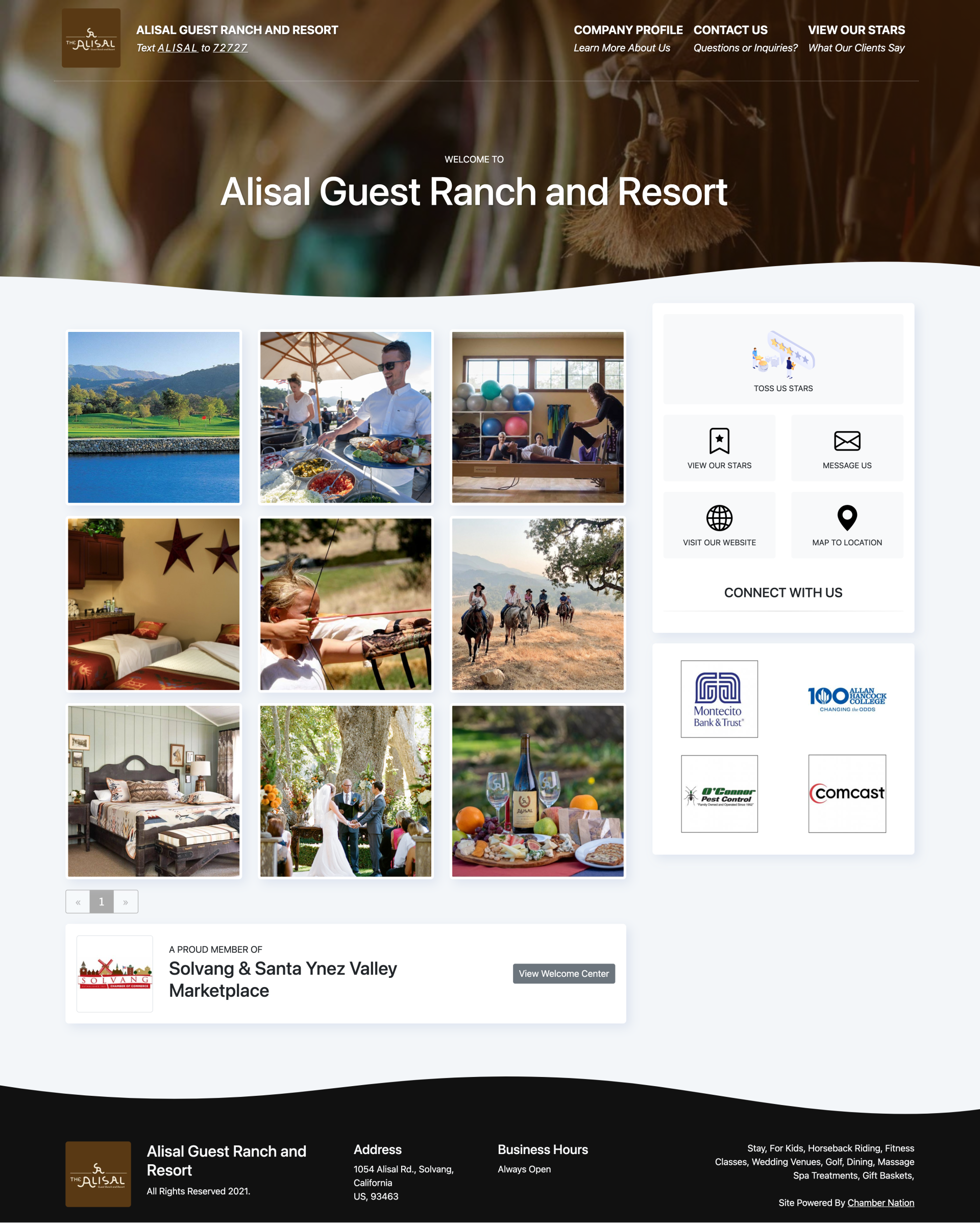 A screenshot of the website for alsal guest ranch and resort.