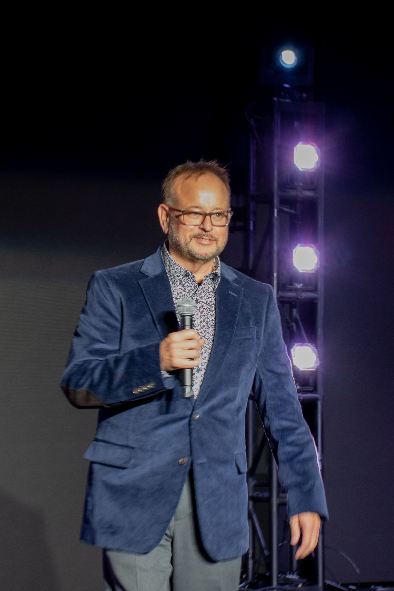 Richard Scully with microphone