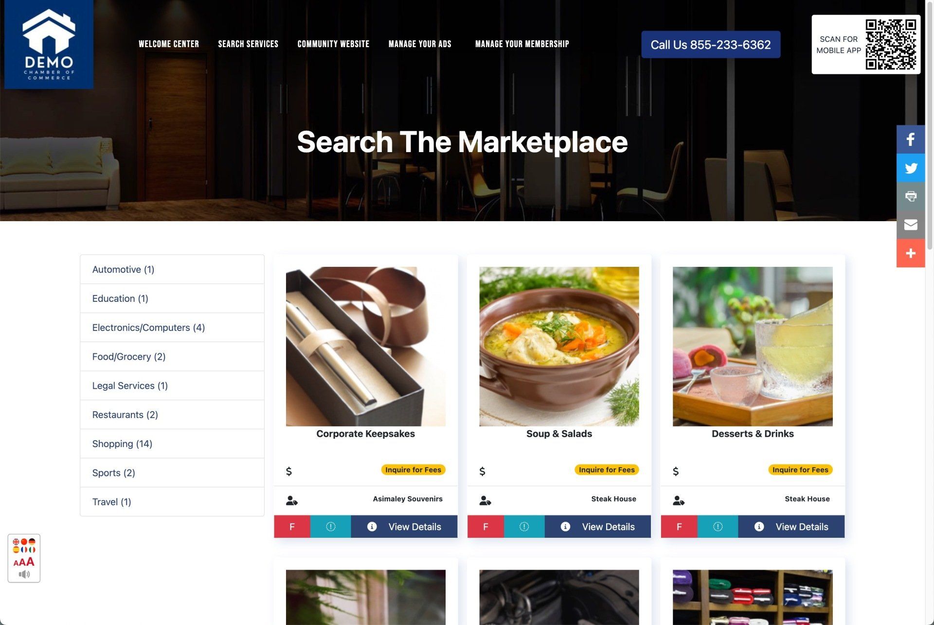 A screenshot of a website that says `` search the marketplace ''.