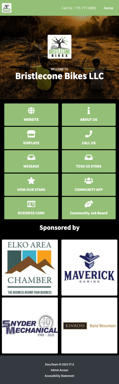 A screenshot of a website for bristolcone bikes llc