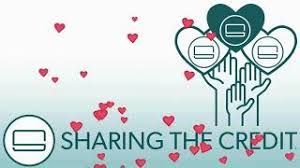 A logo for sharing the credit with hearts and hands holding hearts.