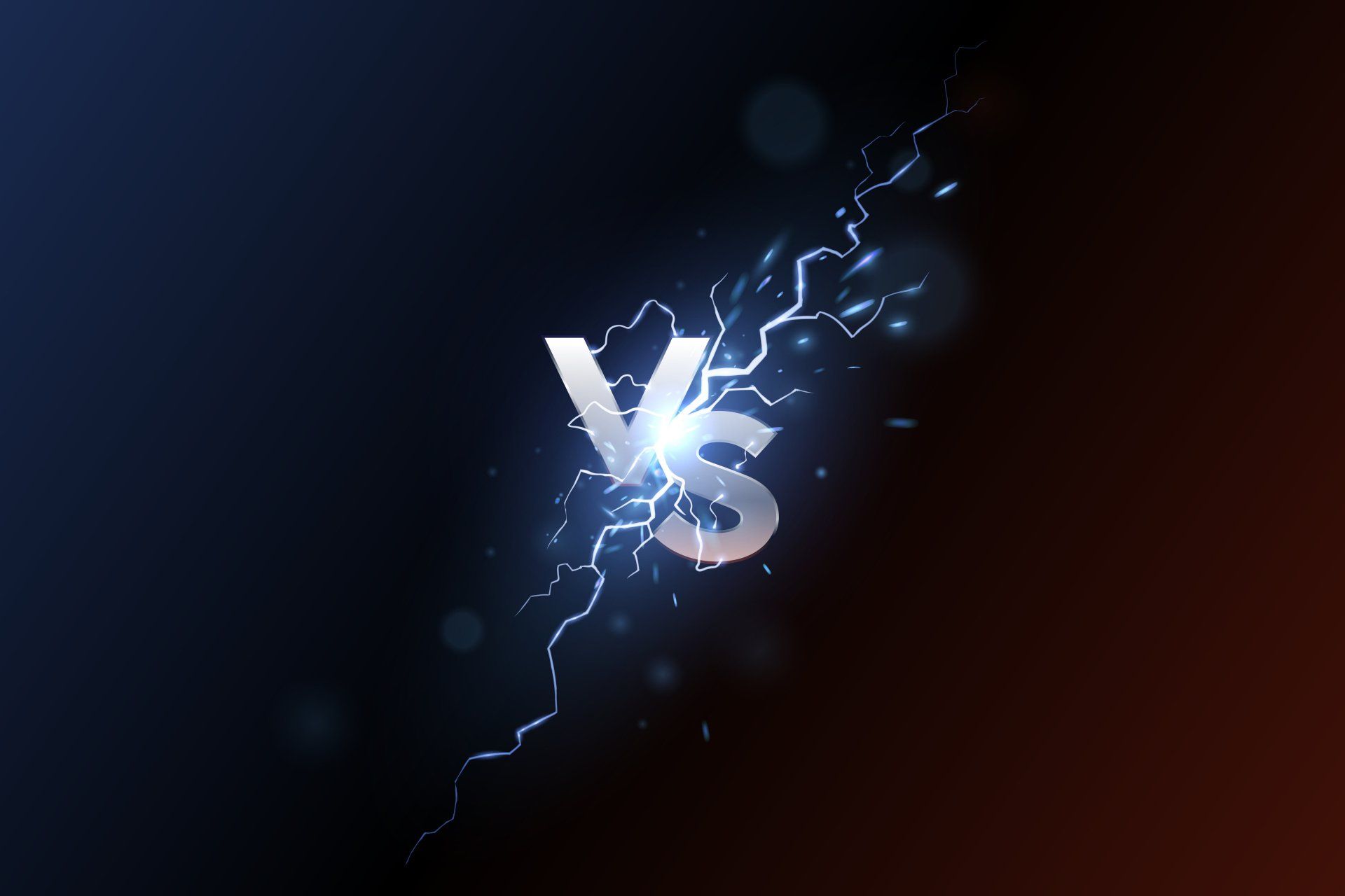 A vs logo with lightning coming out of it on a dark background.