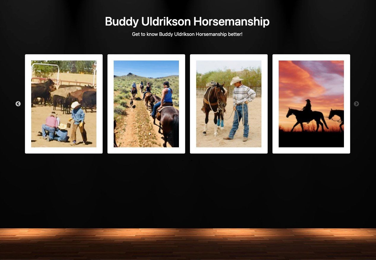 Four pictures of people riding horses are displayed on a wall.