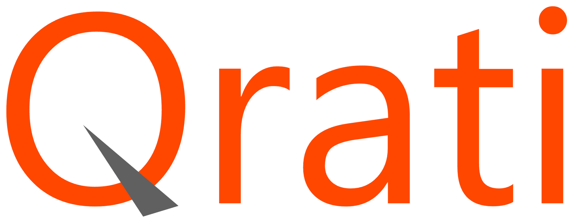 The word qrati is written in orange letters on a white background