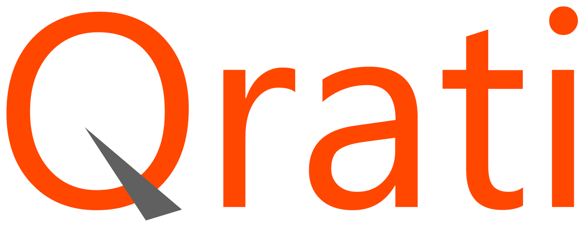 The word qrati is written in orange letters on a white background