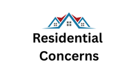 Logo with three stylized house roofs; text reads "Residential Concerns".
