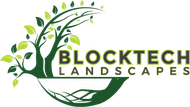 Logo for Blocktech Landscapes: green stylized tree with the company name on a white background.