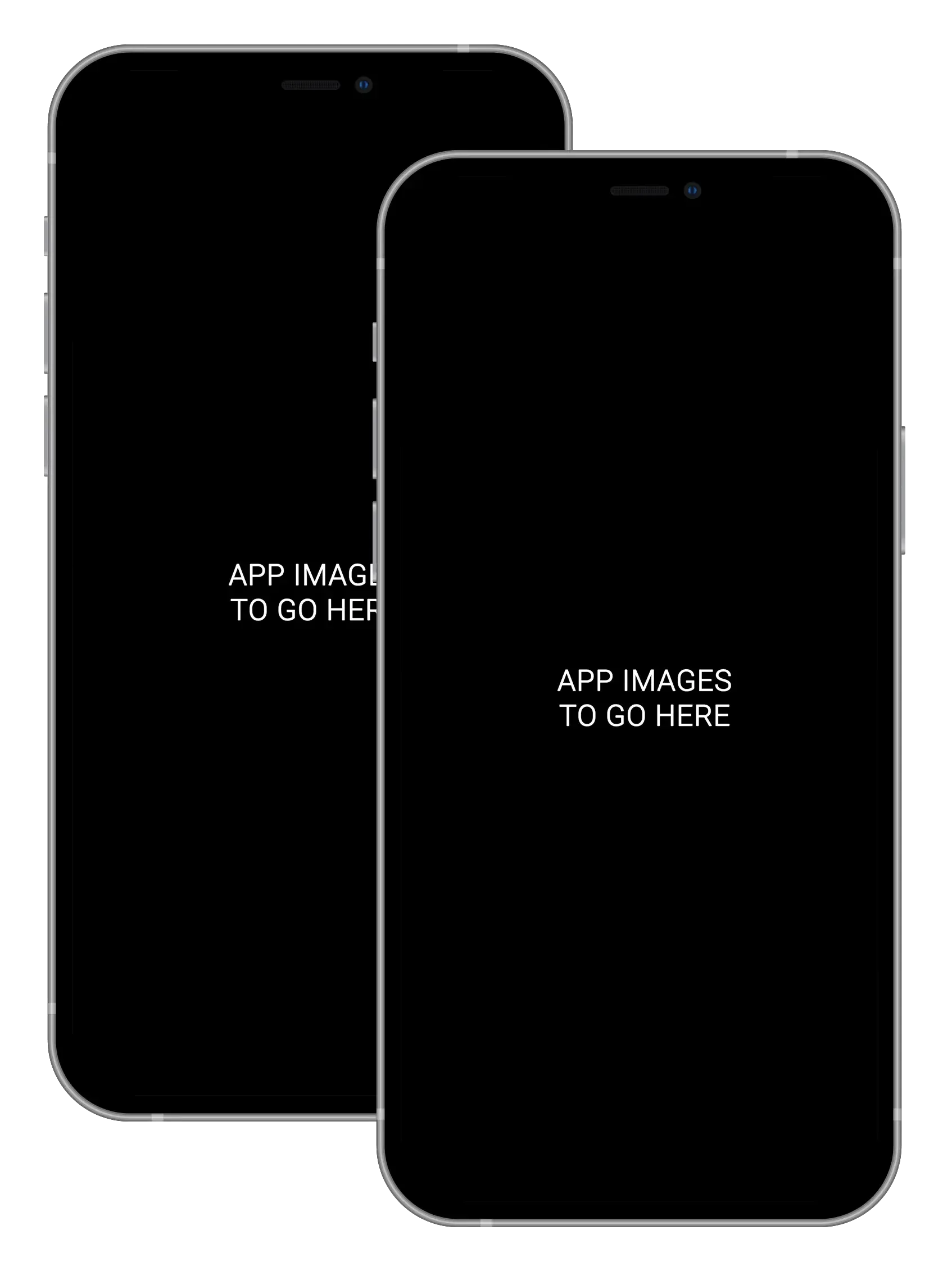 Two black smartphones, text reads