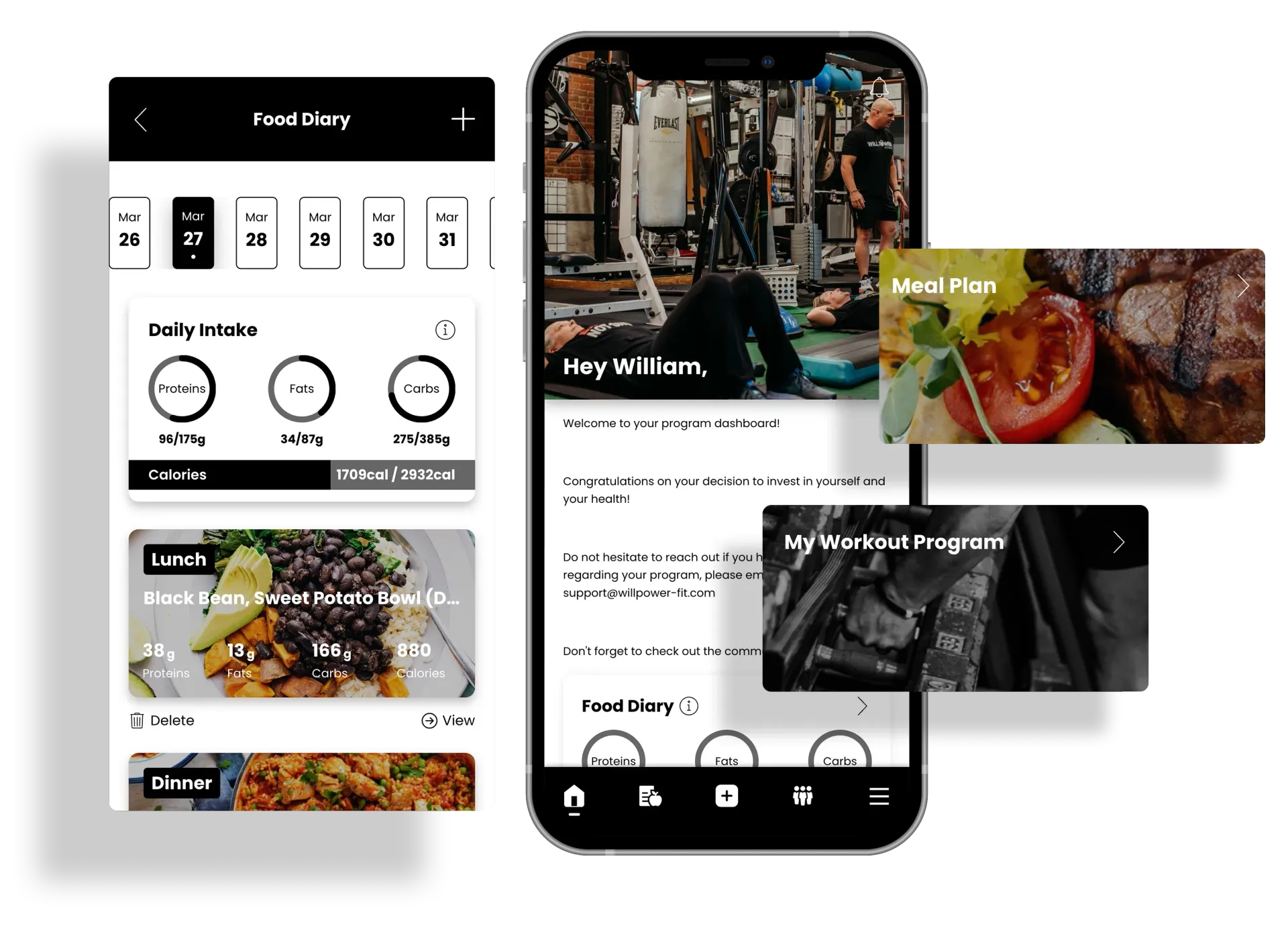 Mobile phone graphic with app image placeholders. Black phone and display with red rectangles.