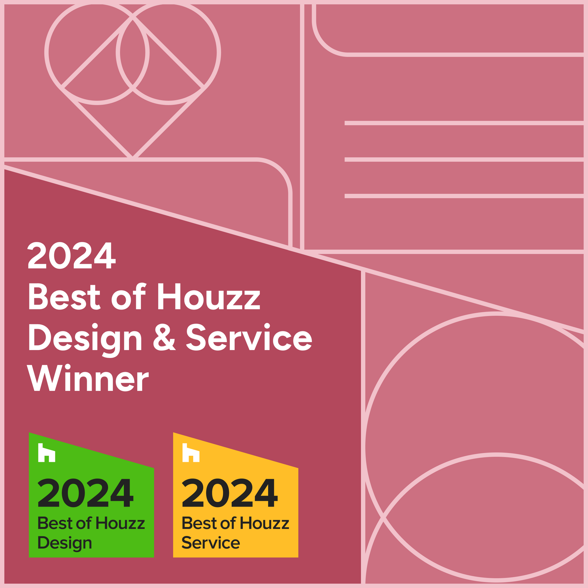 A poster that says 2024 best of houzz design & service winner