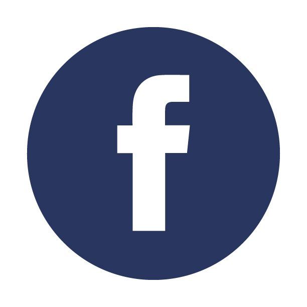 The facebook logo is in a blue circle on a white background.