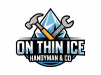 Logo: A hammer and wrench crossing over a blue ice-crystal with "ON THIN ICE HANDYMAN & CO" text.