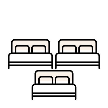icon showing three beds