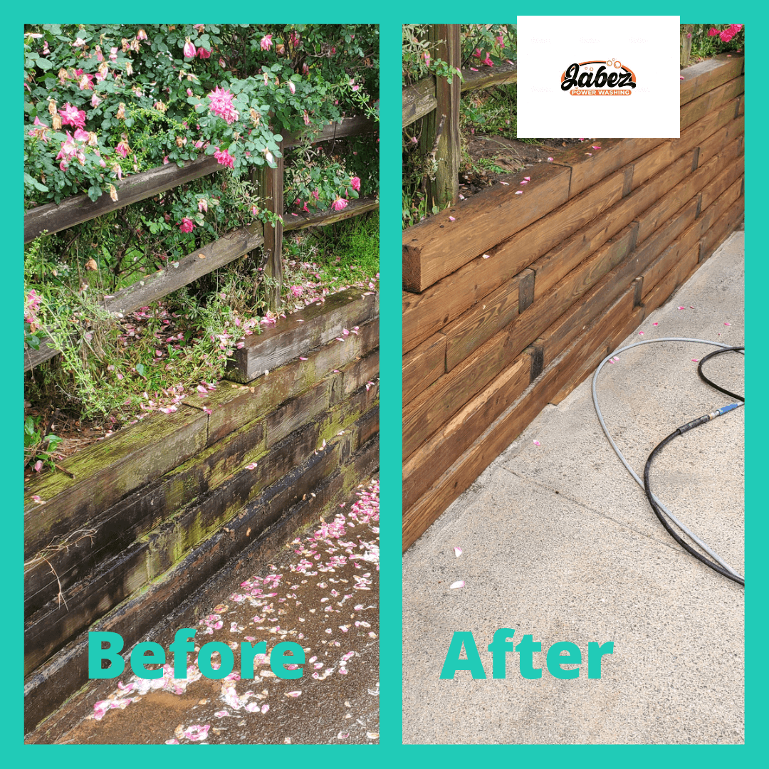 A before and after photo of a wooden wall