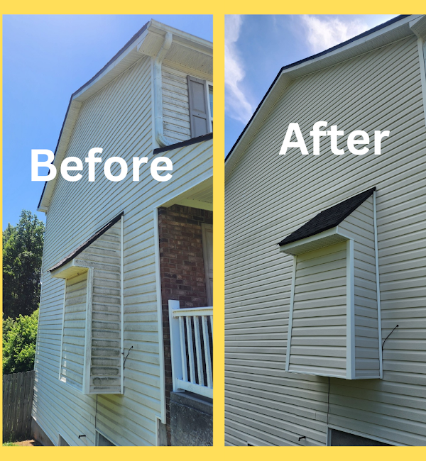 A before and after picture of a house