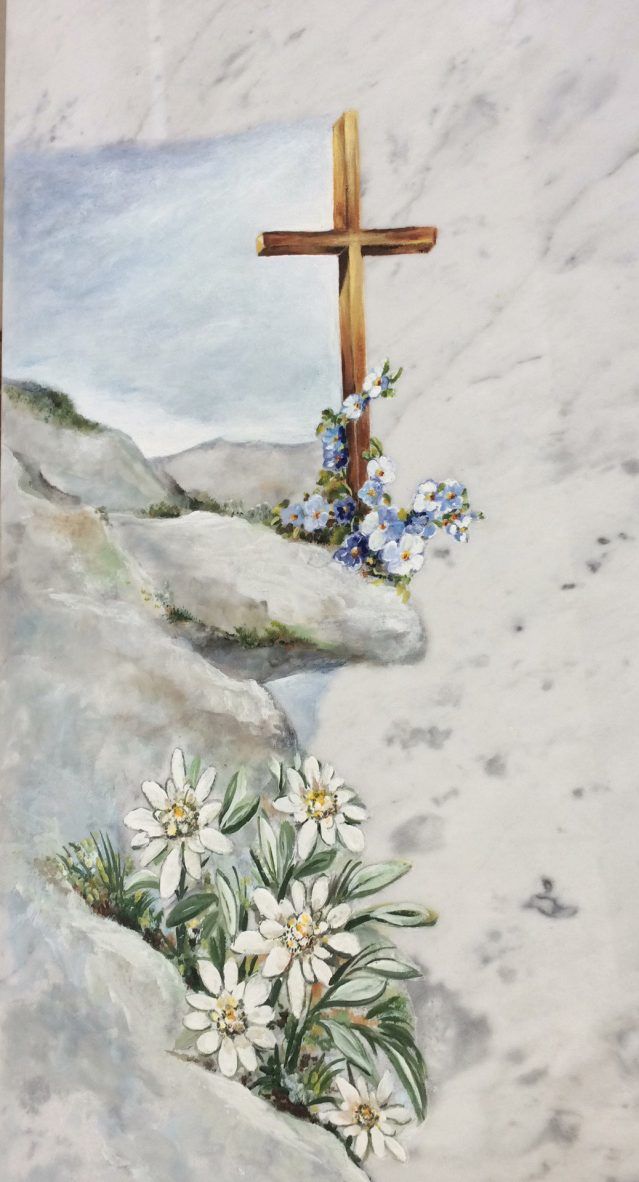 Lapide con croce dipinta