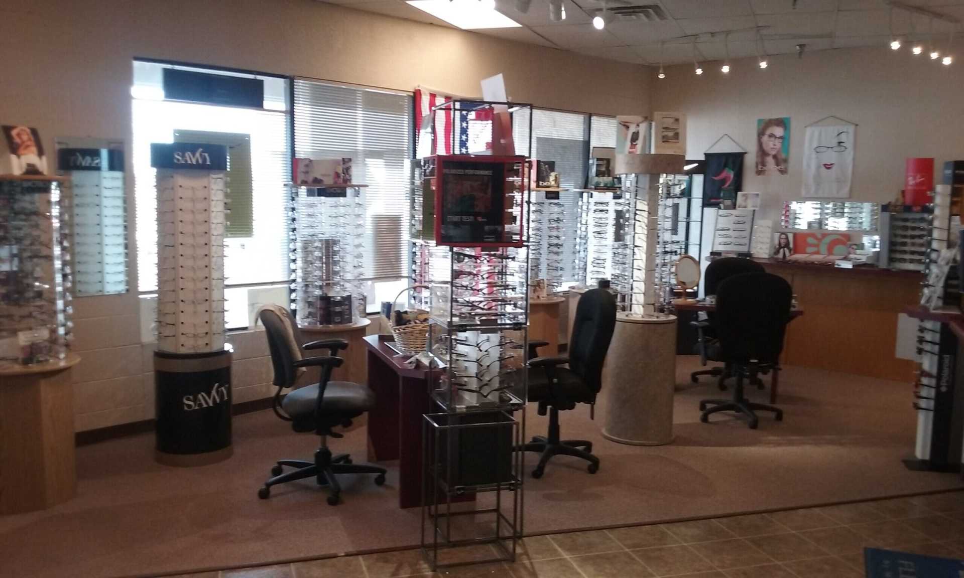 Eyeglasses Rack with fitting centers — Eye Clinic In Colorado, CO