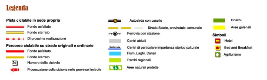 legenda della mappa del Mantovano