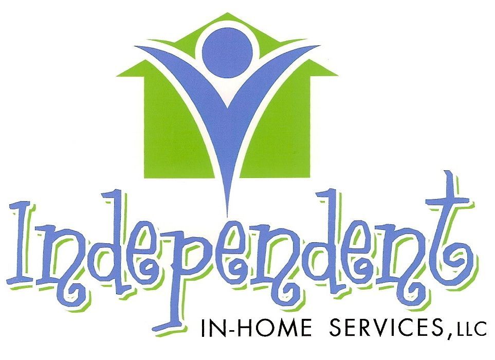 Logo of "Independent In-Home Services, LLC" with a blue person within a green house, and blue stylized text.